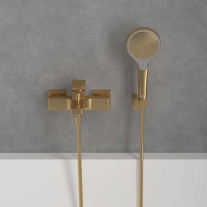 Baterie cadă-duș Villeroy&Boch, Architectura Square, montaj pe perete, brushed gold